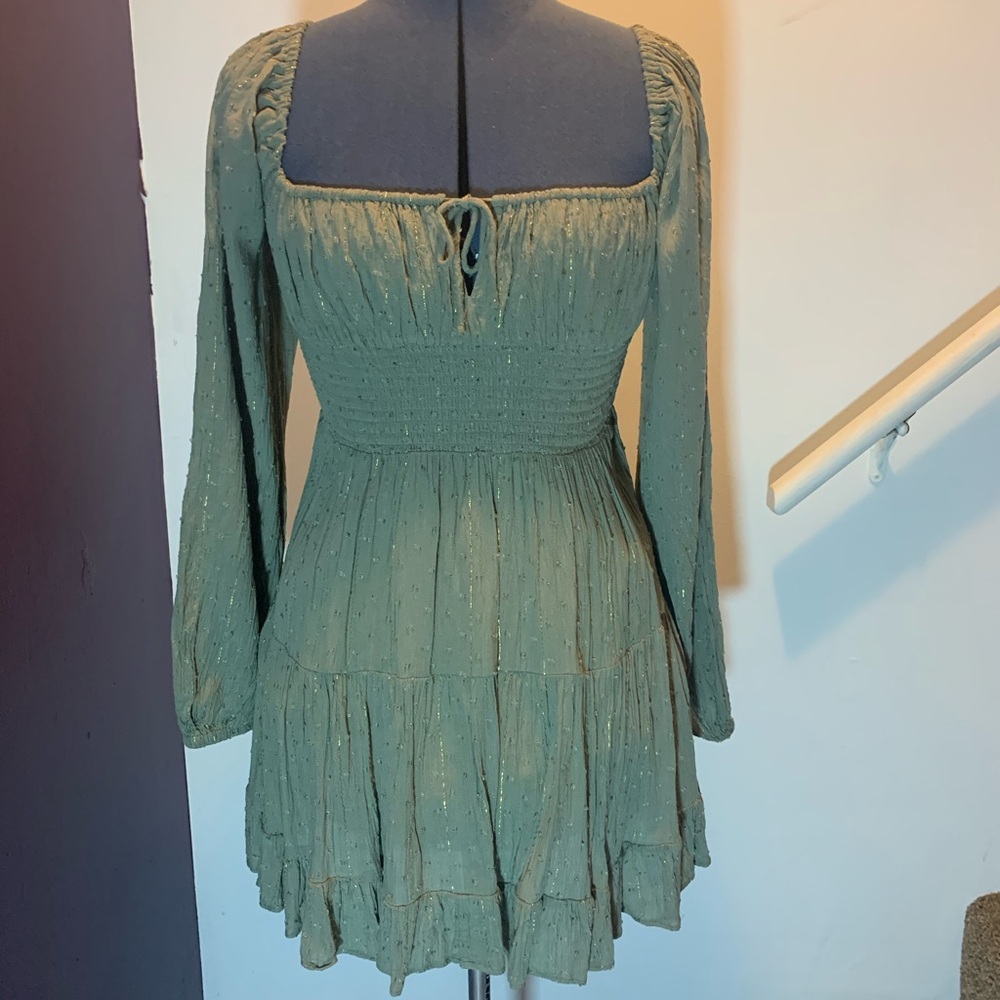 L Space green and gold long sleeve dress, size small.